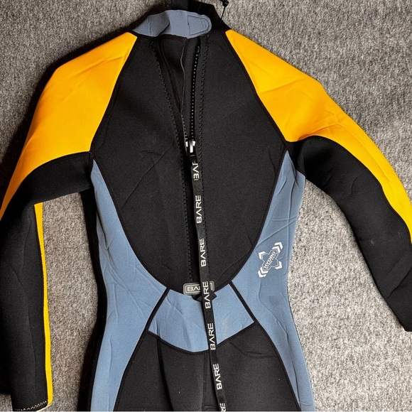 Bare Sports Velocity Wetsuit Womens Full‎ Length Grey Yellow Scuba Snorkel 3/2 - Picture 10 of 13